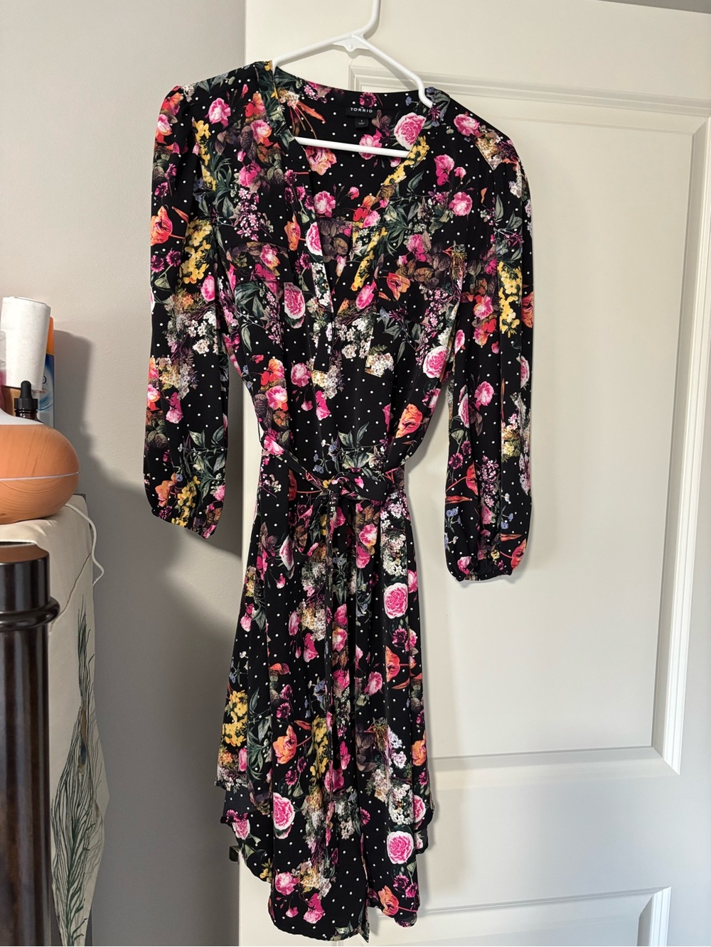 torrid Black Floral Dress with Pink & Yellow Blooms